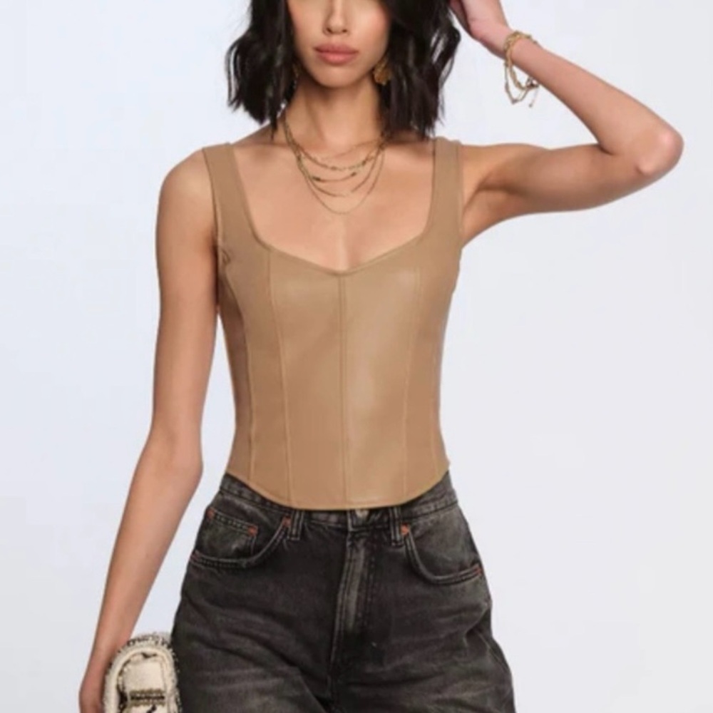 Abercrombie & Fitch Faux Leather Corset Top Size Medium